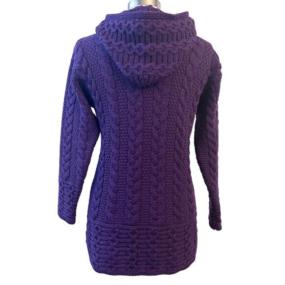 ARAN CRAFTS Hooded Long Cardigan Sweater S - Picture 2 of 14